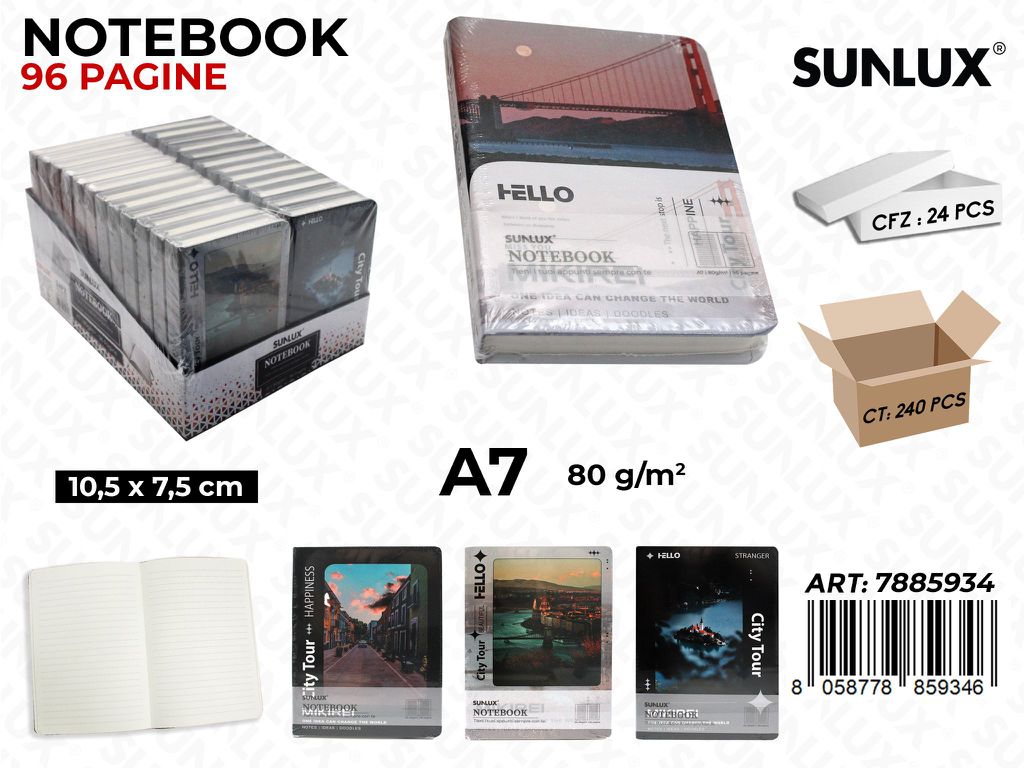 NOTEBOOK ASS. 96PAG. F.TO A7 10.5*7.5CM /PZ DA 24**