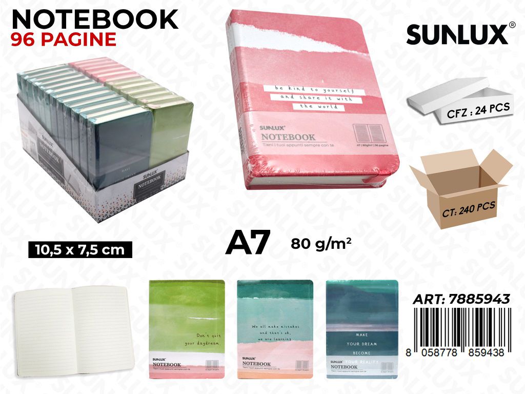 NOTEBOOK ASS. 96PAG. F.TO A7 10.5*7.5CM /PZ DA 24**