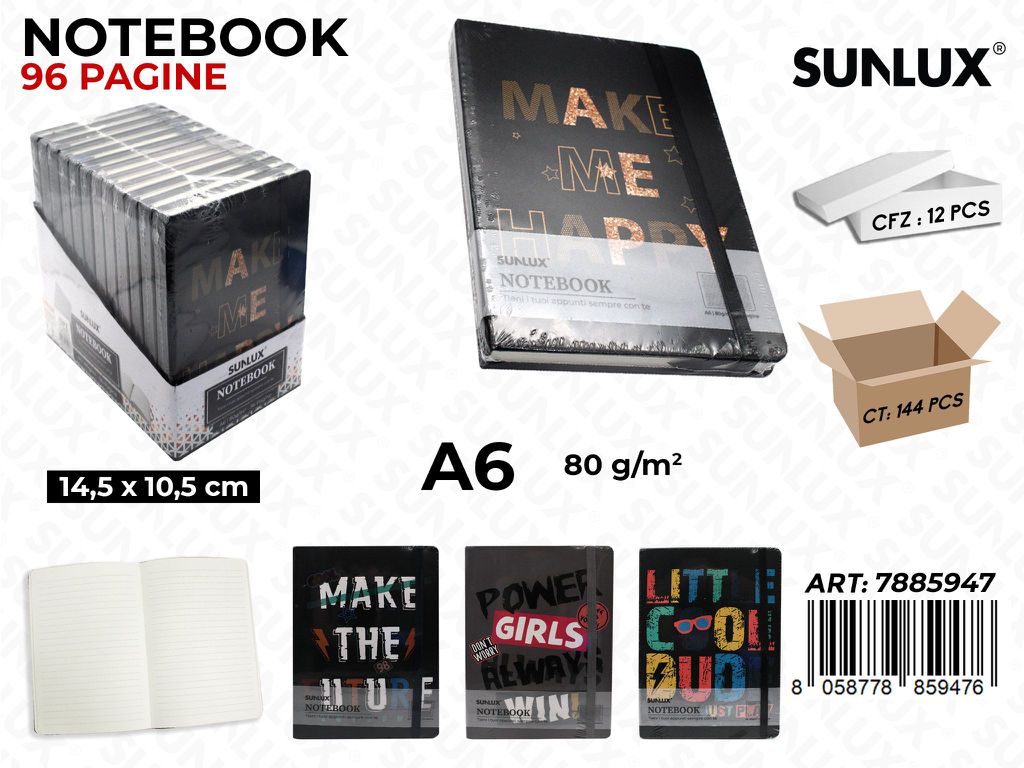 NOTEBOOK ASS. 96PAG. F.TO A6 14.5*10.5CM /PZ DA 12**
