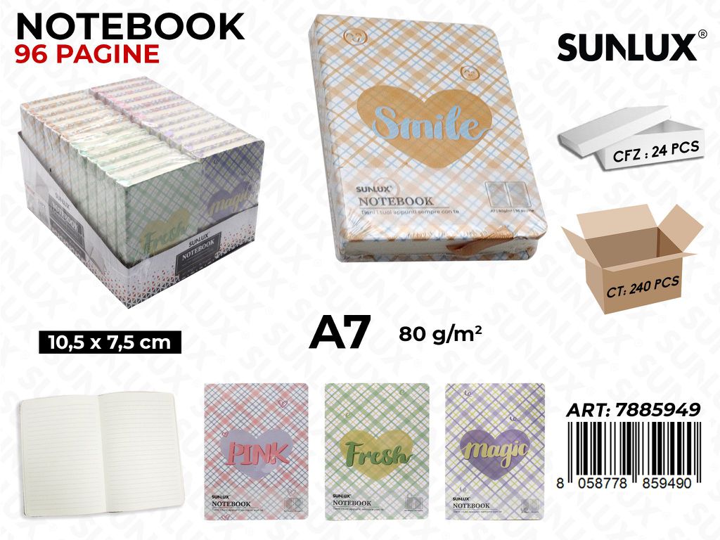 NOTEBOOK ASS. 96PAG. F.TO A7 10.5*7.5CM /PZ DA 24**