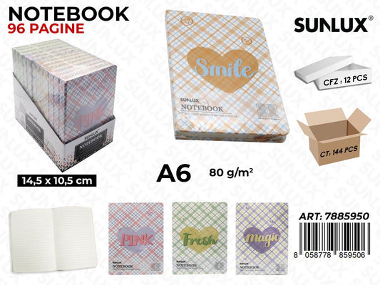 NOTEBOOK ASS. 96PAG. F.TO A6 14.5*10.5CM /PZ DA 12**