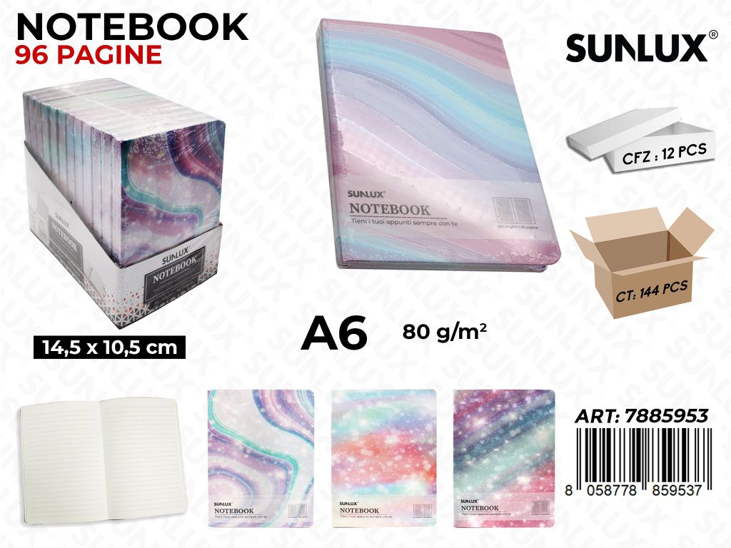 NOTEBOOK ASS. 96PAG. F.TO A6 14.5*10.5CM /PZ DA 12**