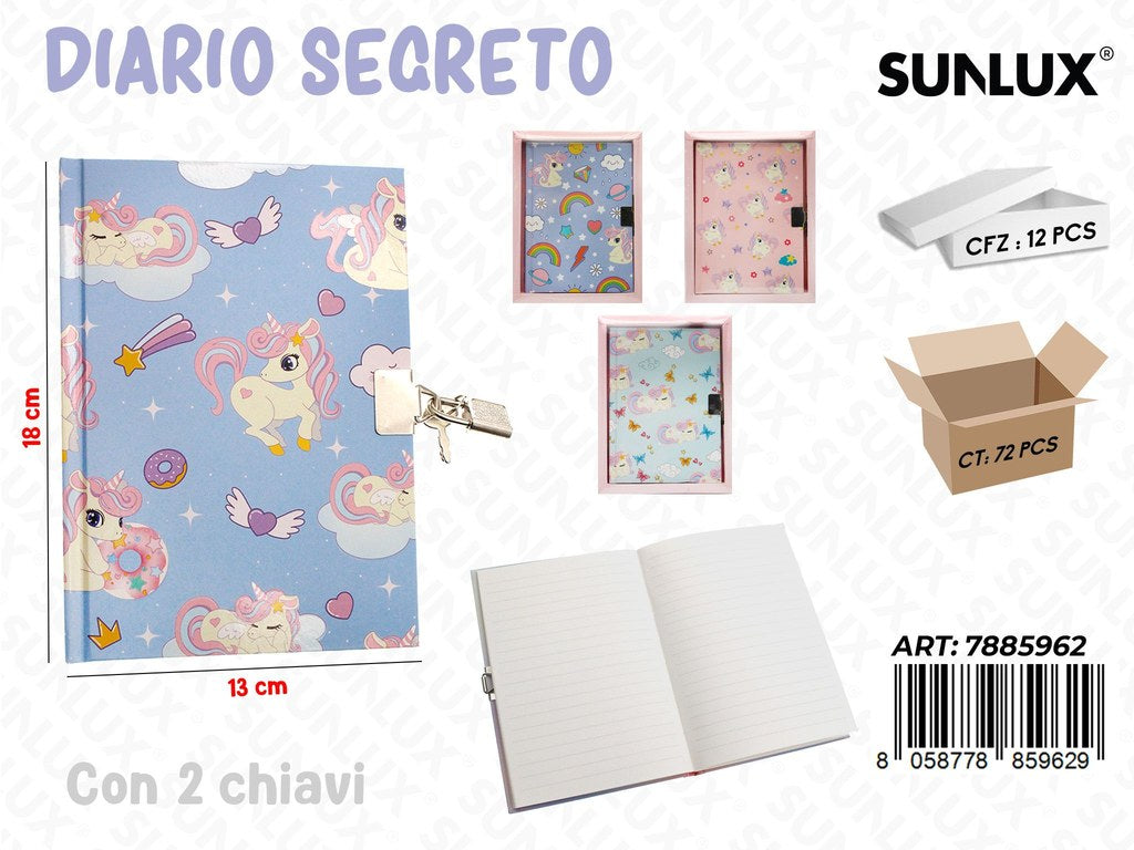 Sunlux Diario Segreto c/2 Chiavi Ass. 13*18CM / Pz da 12