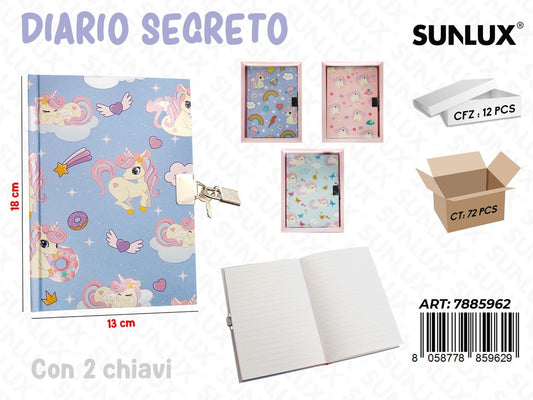 DIARIO SEGRETO C/2 CHIAVI ASS. 13*18CM / PZ DA 12**