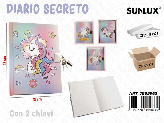 Sunlux Diario Segreto c/2 Chiavi Ass. 18*13CM / Pz da 12
