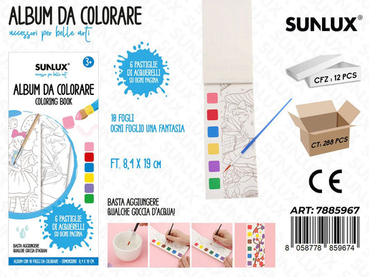 Sunlux Album da Colorare 10FF 8.4*19CM
