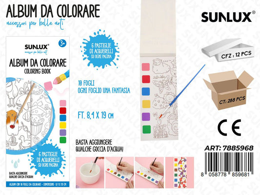 Sunlux Album da Colorare 10FF 8.4*19CM