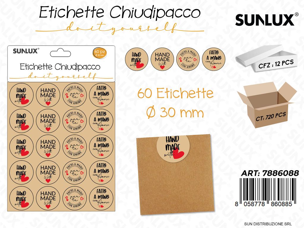 Etichette Chiudipacco D.30MM 60PCS Ass.