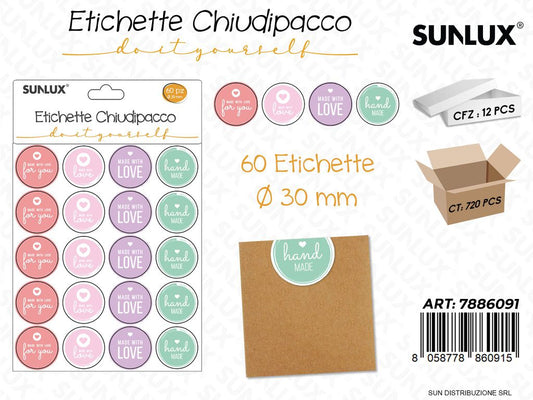 Etichette Chiudipacco D.30MM 60PCS Ass.