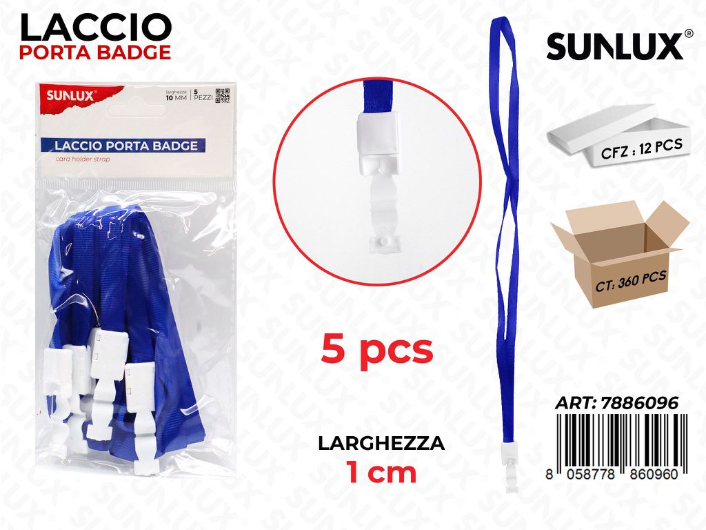 Laccio Porta Badge Blu 5PCS 1CM