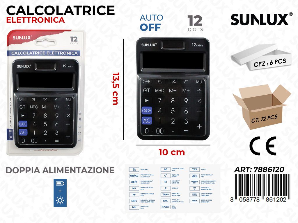 Calcolatrice Elettrica DC-108N NERO10*13.5CM