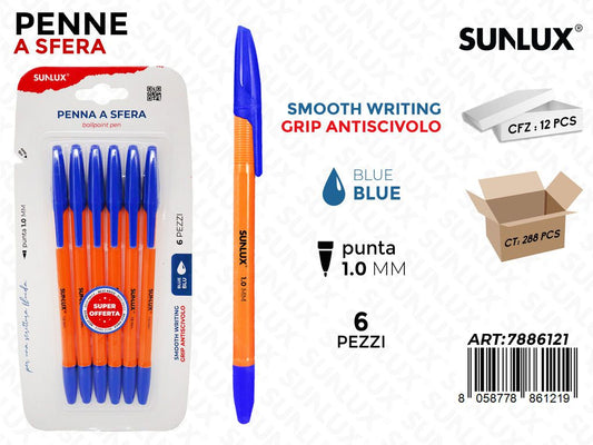 Penna a Sfera Inch. Blu 6PCS 1.0MM
