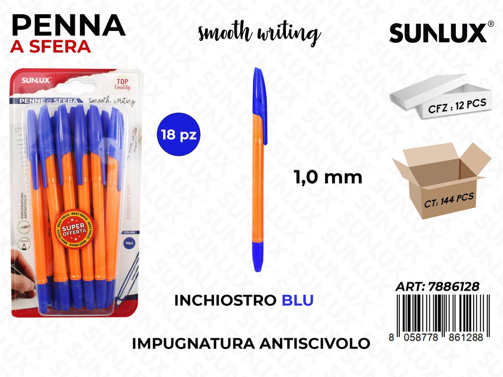 Penna a Sfera Inch. Blu 18PCS 1.0MM