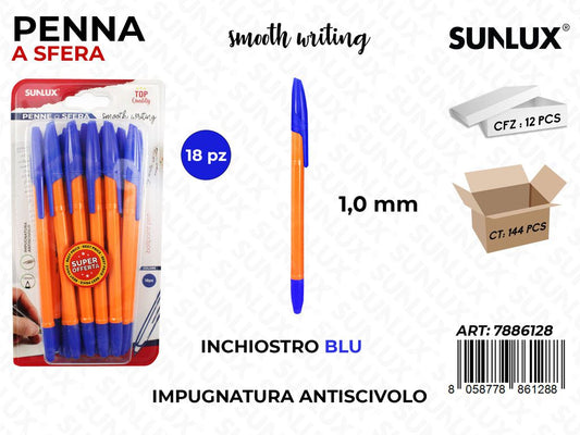 Penna a Sfera Inch. Blu 18PCS 1.0MM