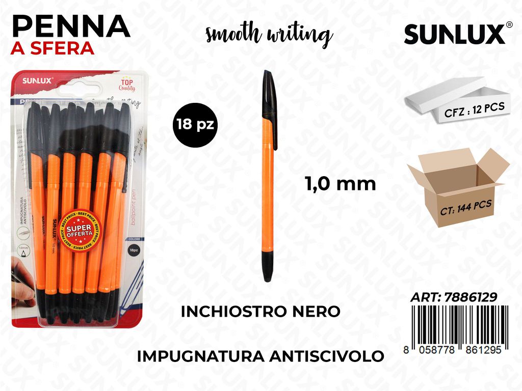 Penna a Sfera Inch. Nero 18PCS 1.0MM
