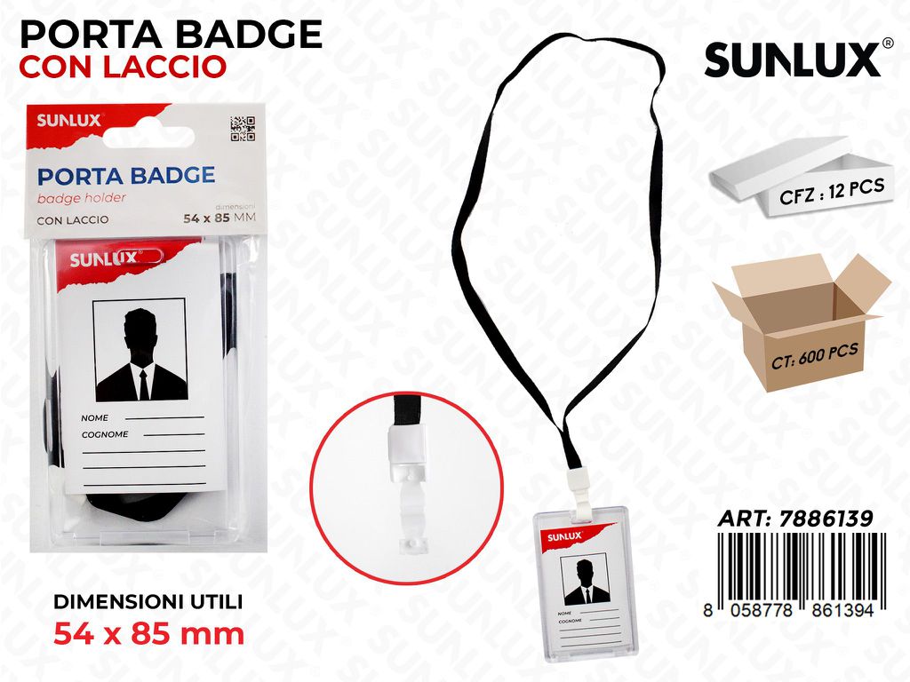 Sunlux Porta Badge c/ Laccio 54*85MM