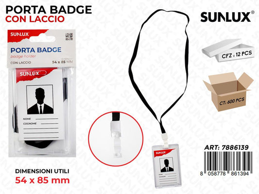 Sunlux Porta Badge c/ Laccio 54*85MM
