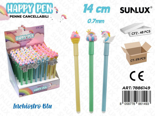 Happy Pen Cancellabili Blu Ass. 0.7Mm