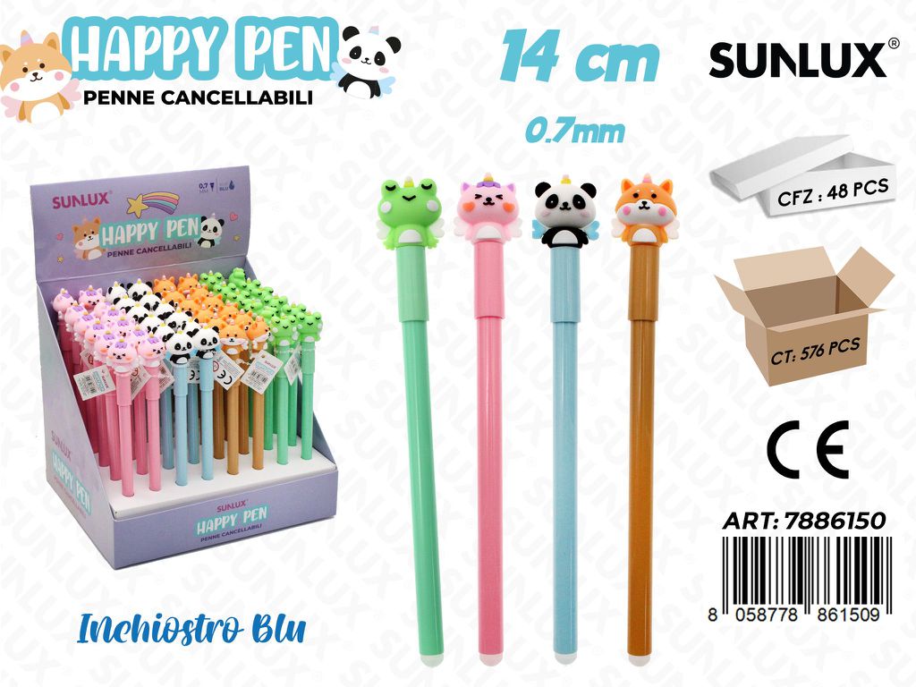 Happy Pen Cancellabili Blu Ass. 0.7Mm