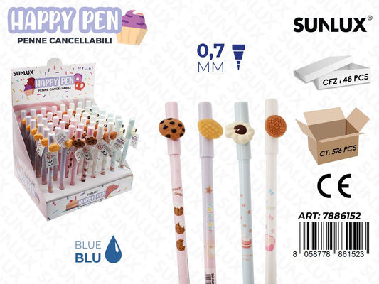 Happy Pen Cancellabili Blu Ass. 0.7Mm