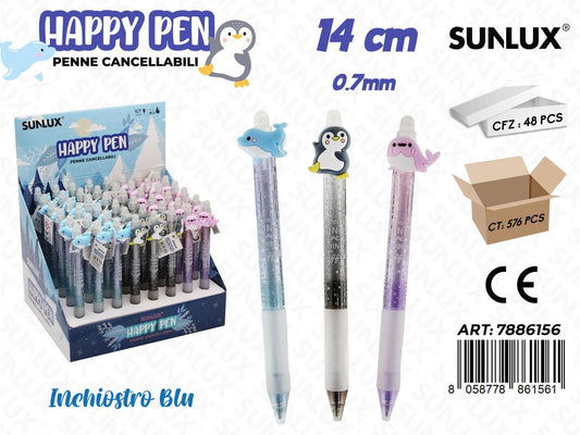 Happy Pen Cancellabili Blu Ass. 0.7Mm