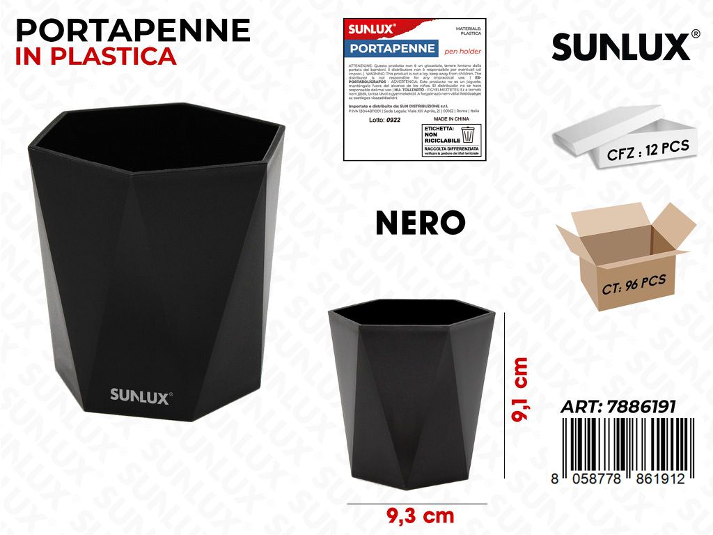 Sunlux Portapenne Plast. Nero 9.3*9.1CM / Pz da 12