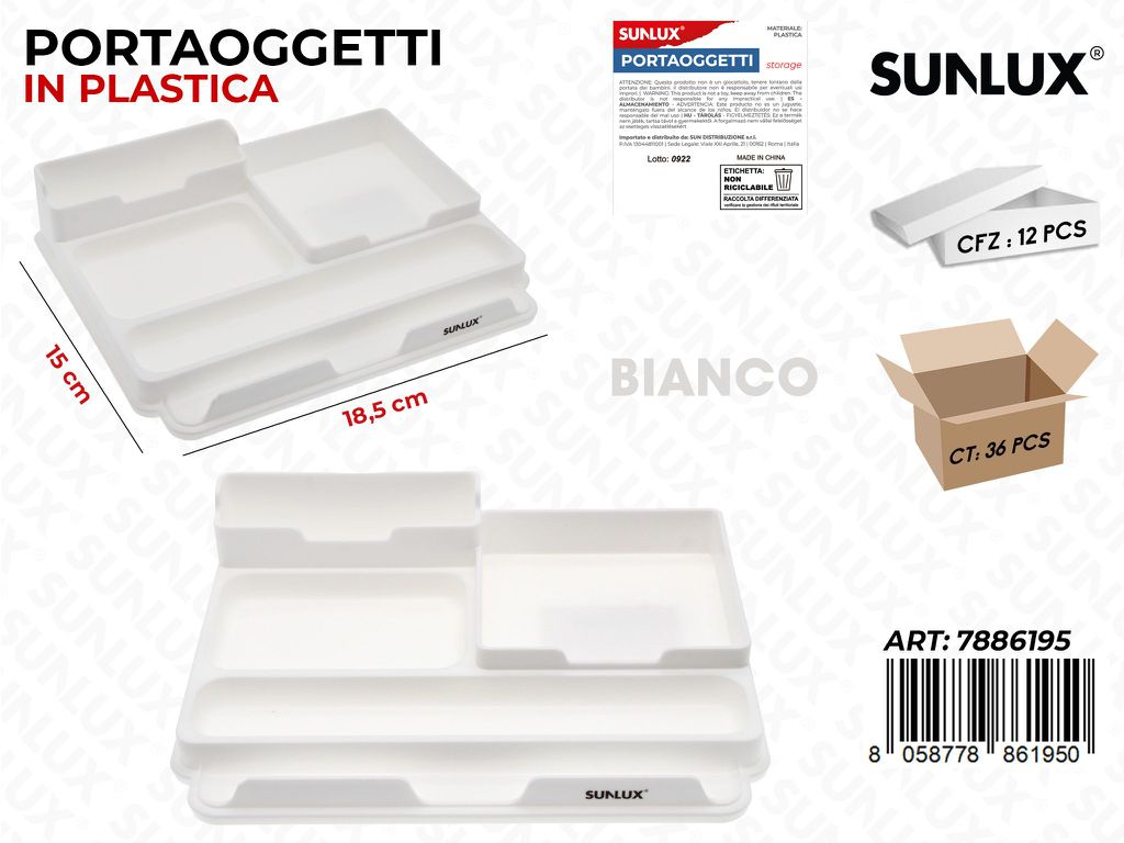 Sunlux Portaoggetti Plast. Bia. 18.5*15CM / Pz da 12