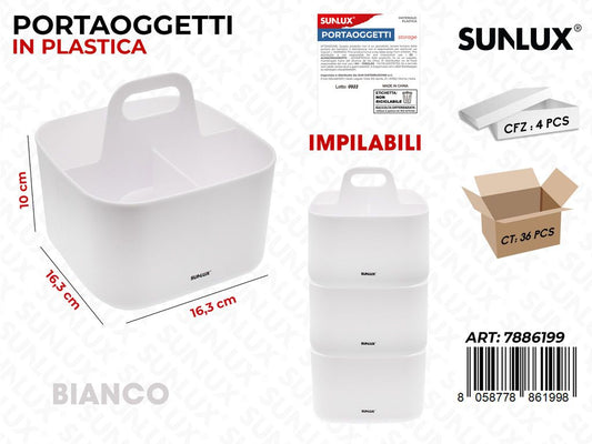Sunlux Portaoggetti Plast. Bia. 16.3*16.3*10CM / Pz da 4