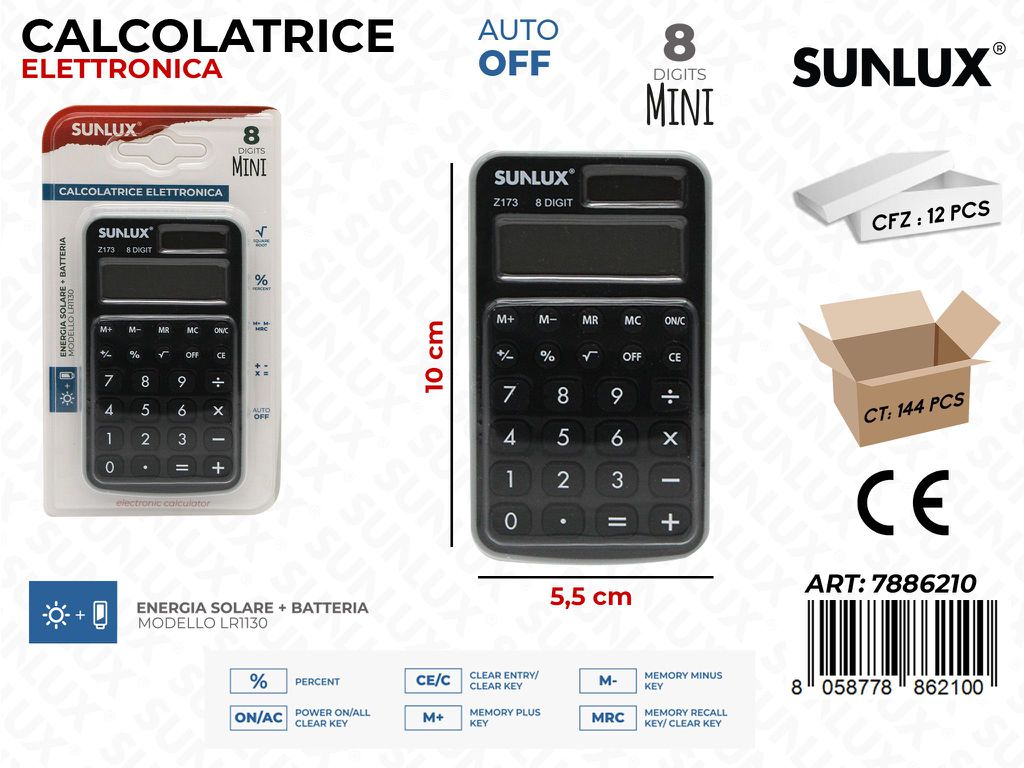 Sunlux Calcolatrice Elettr. Z173 Ne. 5.5*10CM