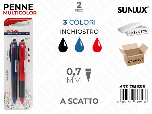 Sunlux Penna Multicolor 2PCS 0.7MM / Pz da 12