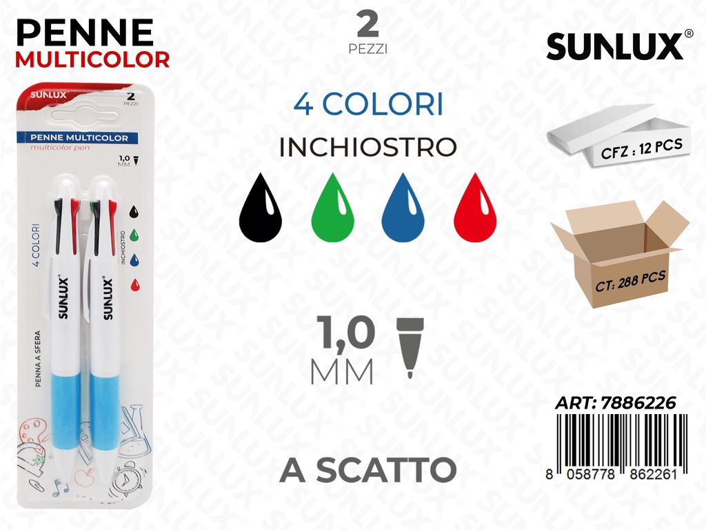 PENNA MULTICOLOR 2PCS 1.0MM / PZ DA 12**