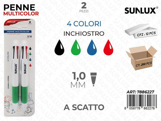 Sunlux Penna Multicolor 2PCS 1.0MM / Pz da 12