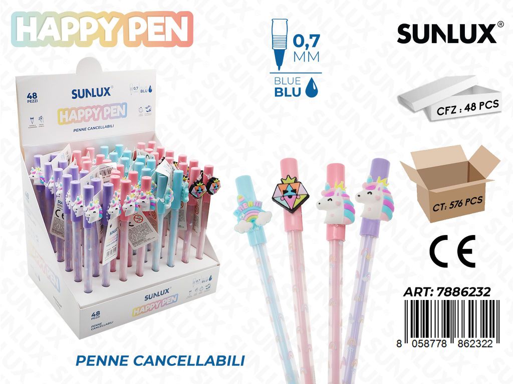 Happy Pen Canc. Blu 0.7Mm Unicorn