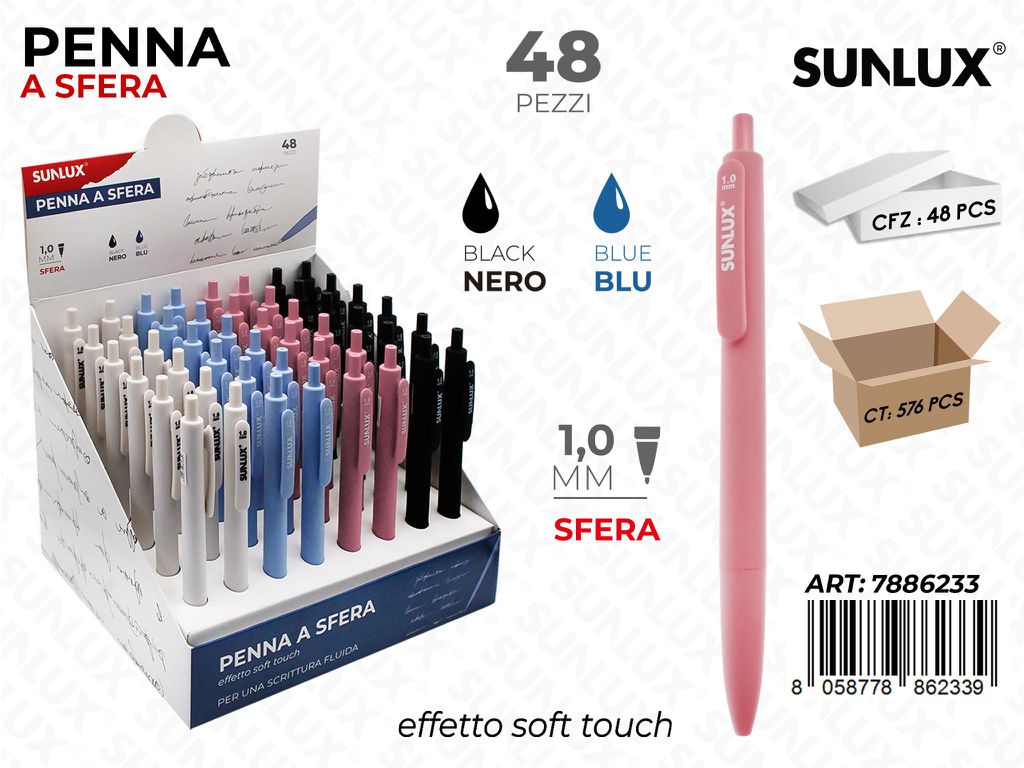 Sunlux Esp. Penna a Sfera Soft Touch Ne. -blu