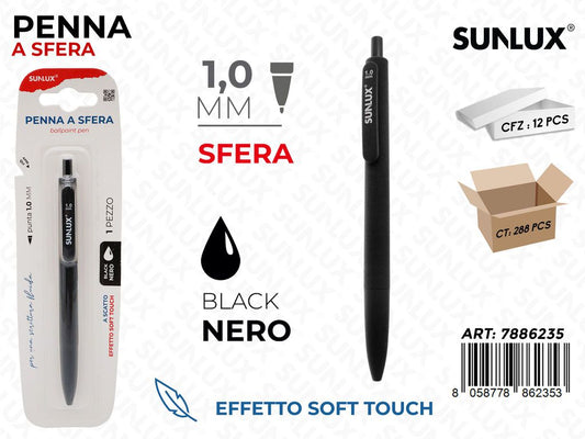 Sunlux Penna a Sfera Soft Touch Nero 1.0MM