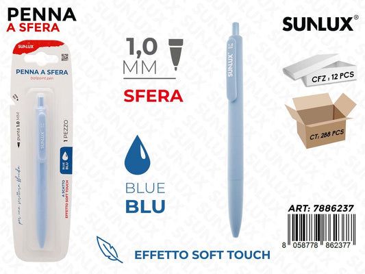 Sunlux Penna a Sfera Soft Touch Blu 1.0MM