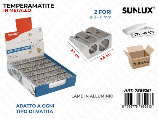 Sunlux Esp. Temperamatite Metallo 2FORI 2.5*2.5CM/ Pz da 48