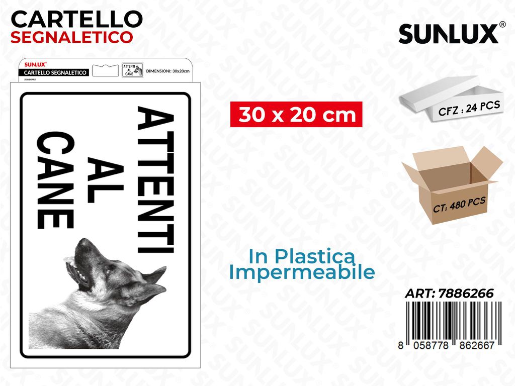 CARTELLO SEGN. ATTENTI AL CANE 20*30CM /PZ DA 24**