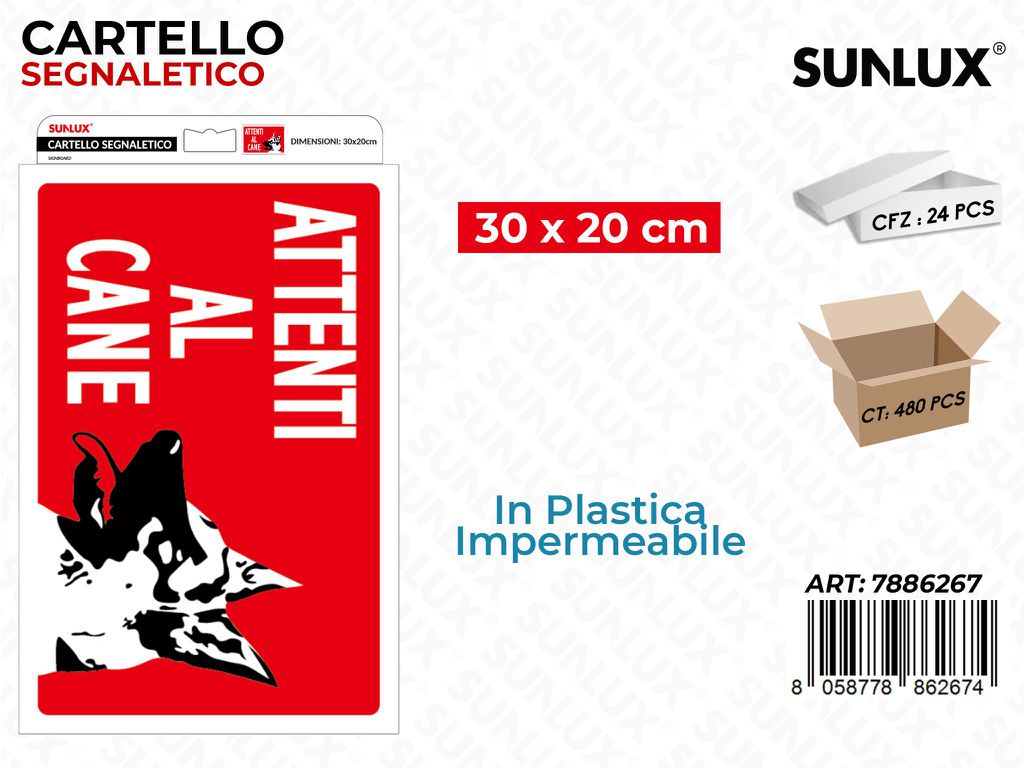 Sunlux Cartello Segn. Attenti al Cane 20*30CM