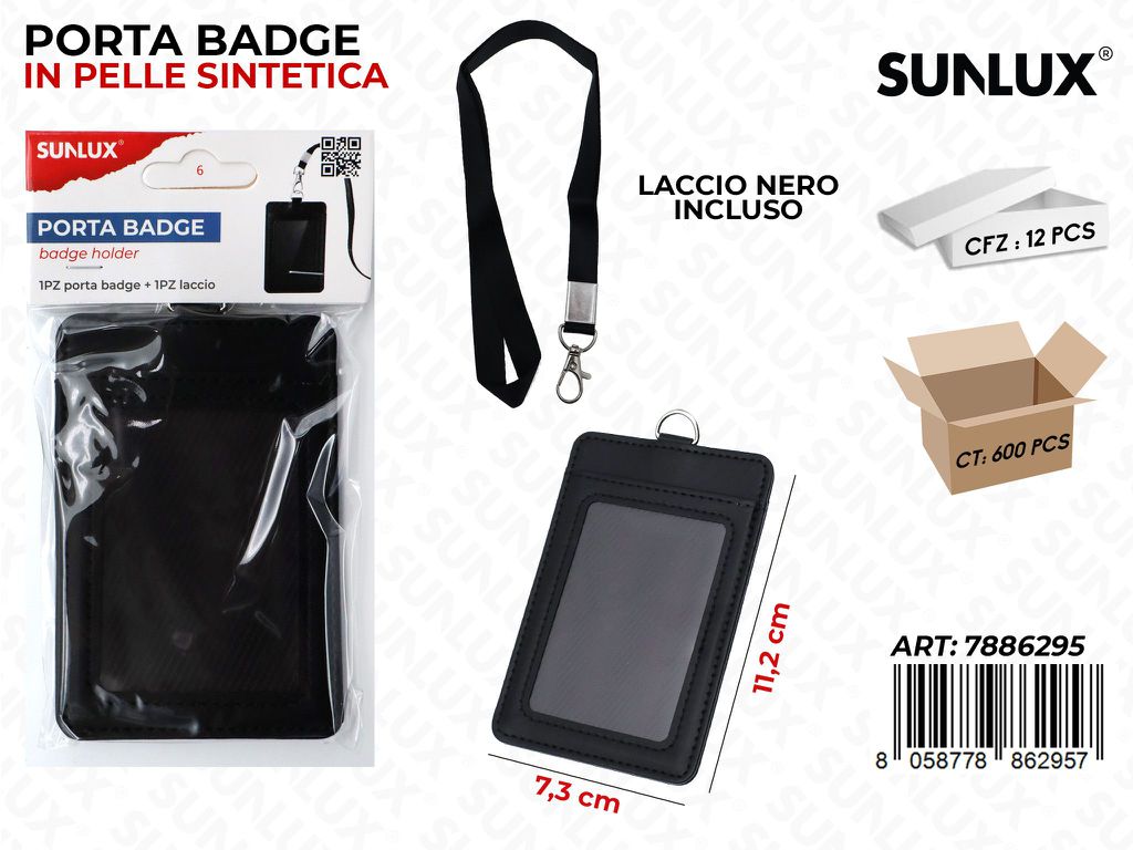 Sunlux Porta Badge c/ Laccio Nero 7.3*11.2CM