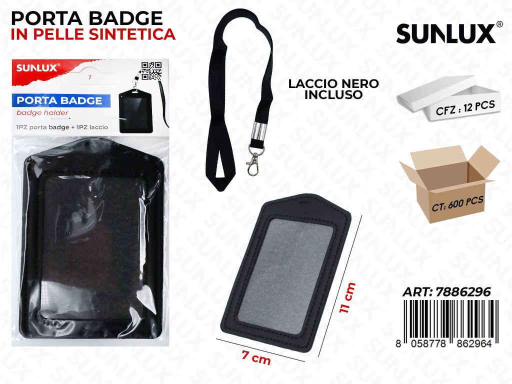 Sunlux Porta Badge c/ Laccio Nero 7*11CM