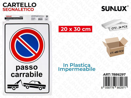 Sunlux Cartello Segn. Passo Carrabile Plast. 20*30CM