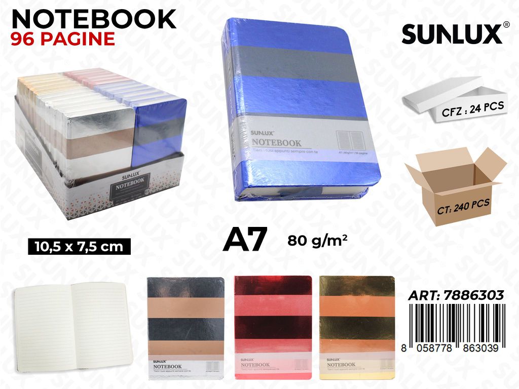 NOTEBOOK ASS. 96PAG. A7 10.5*7.5CM /PZ DA 24**