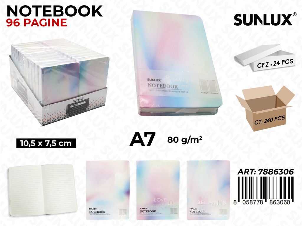 NOTEBOOK ASS. 96PAG. A7 10.5*7.5CM /PZ DA 24**