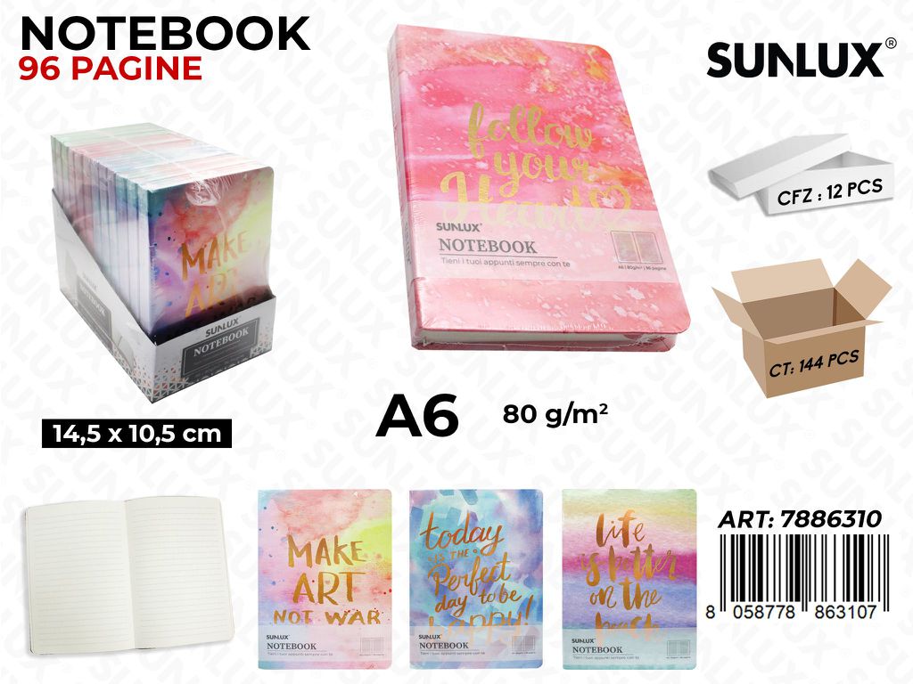 NOTEBOOK ASS. 96PAG. A6 14.5*10.5CM /PZ DA 12**