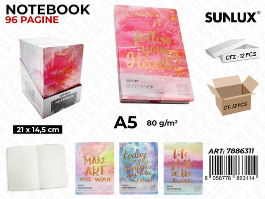 NOTEBOOK ASS. 96PAG. A5 21*14.5CM /PZ DA 12**