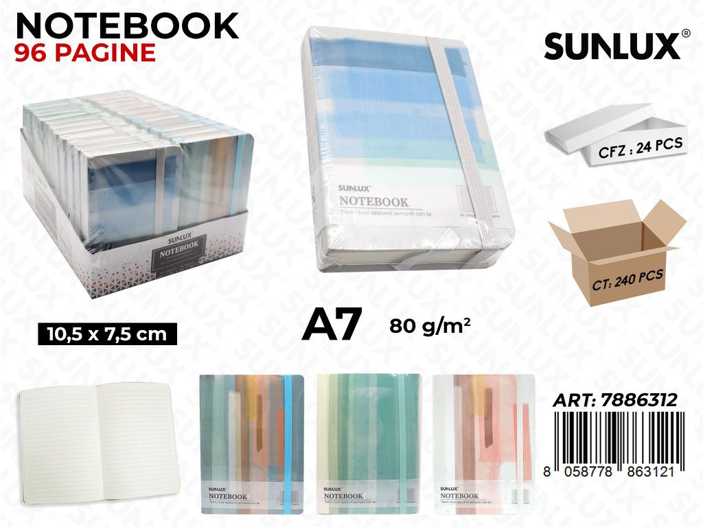 NOTEBOOK ASS. 96PAG. A7 10.5*7.5CM /PZ DA 24**