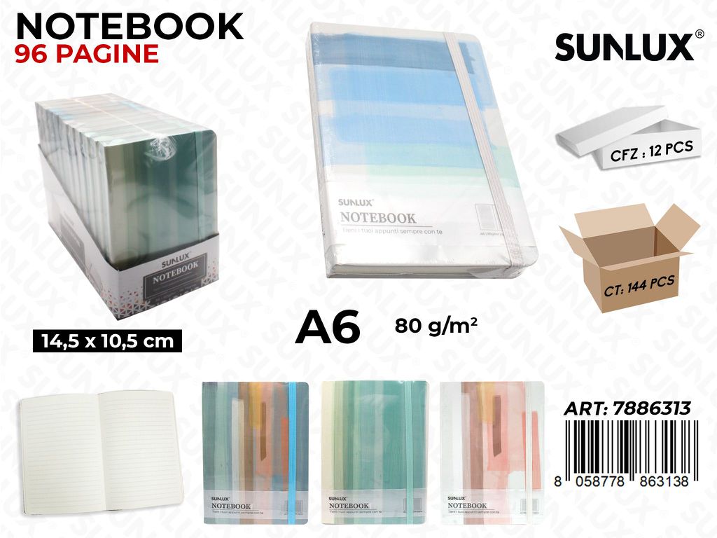 NOTEBOOK ASS. 96PAG. A6 14.5*10.5CM /PZ DA 12**