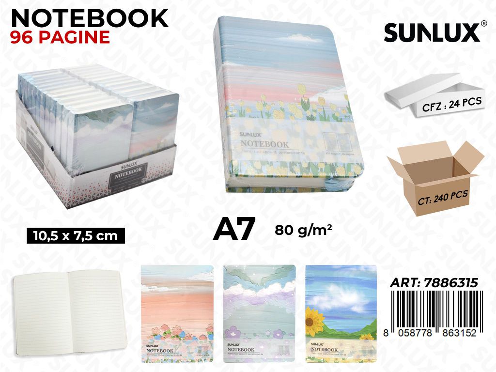 NOTEBOOK ASS. 96PAG. A7 10.5*7.5CM /PZ DA 24**
