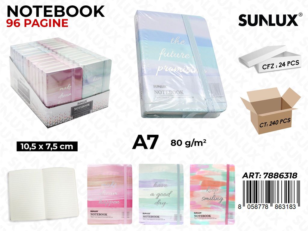 NOTEBOOK ASS. 96PAG. A7 10.5*7.5CM /PZ DA 24**